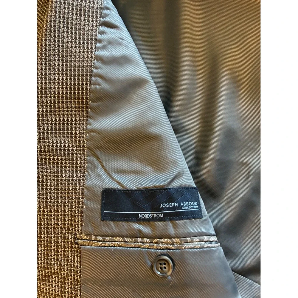 Joseph Abboud‎ Nordstrom Silk Wool Blazer 44R Grey Houndstooth Sport Coat USA
